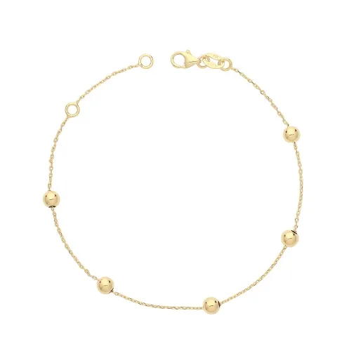 9ct Yellow Gold 7.25"" Beaded Bracelet 0.90g